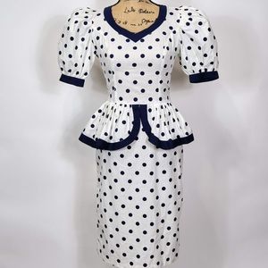 Vintage Polka Dot Peplum Dress